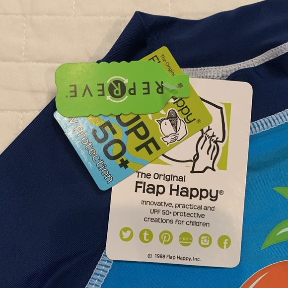 NWT Flap Happy UPF 50+ Rashguard, Navy & Aqua Turtle, Boys 6M - Picture 3 of 8